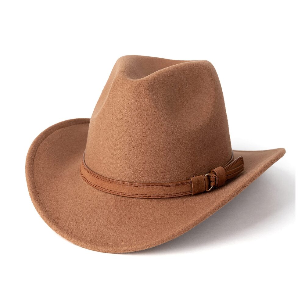 1432 Western Cowboy Hat Wide Brim Outdoor Fedora Hat Z-Khaki